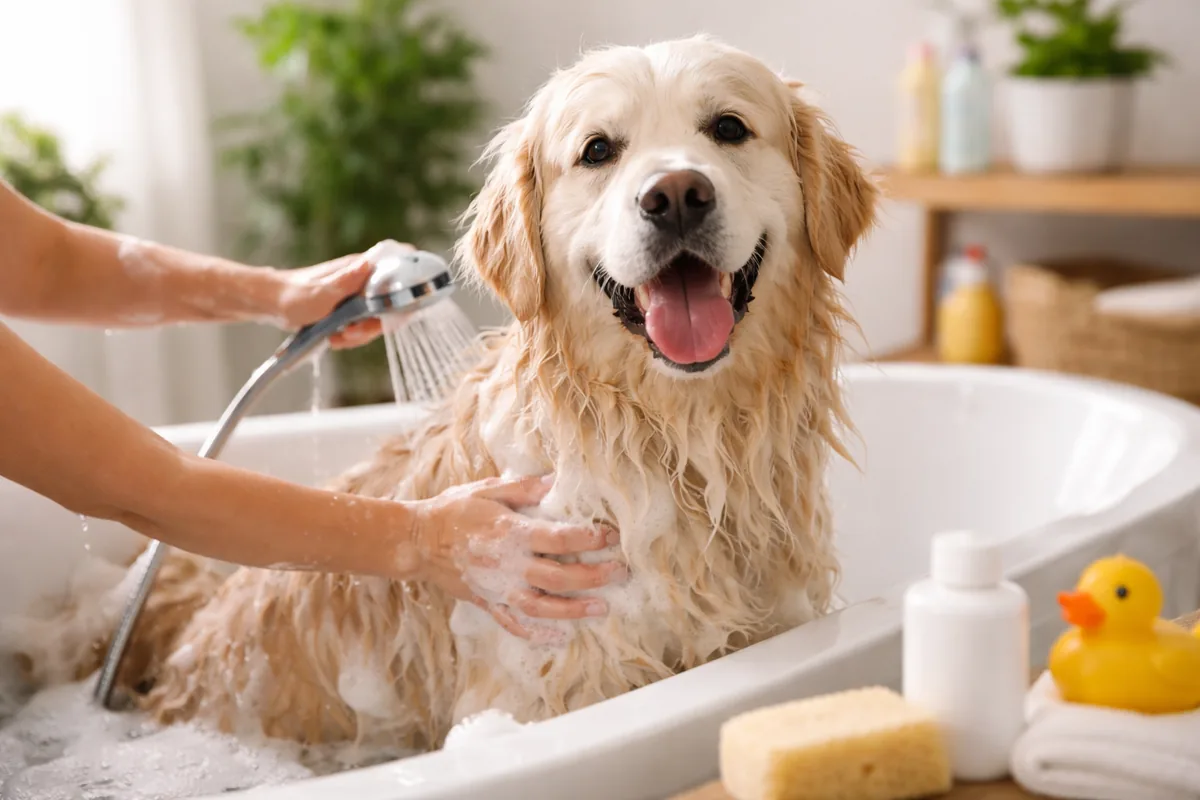 Quand donner un bain à un chien à poils longs